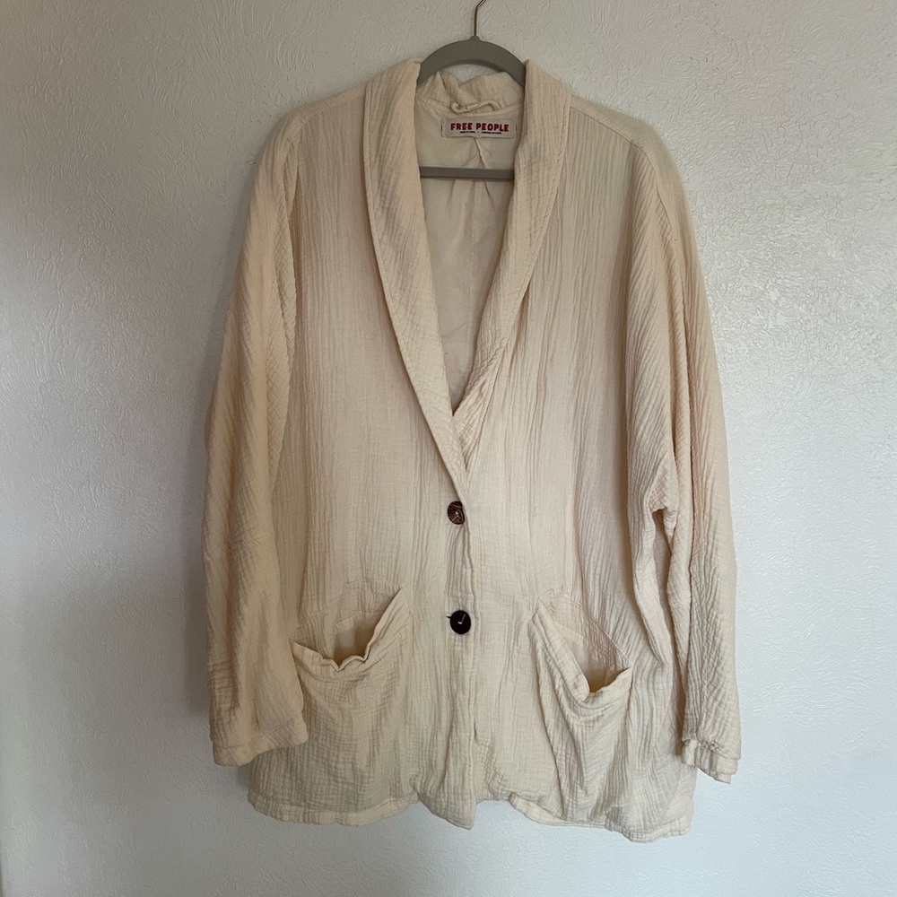 Free People Cotton Gauze Oversized Slouchy Blazer